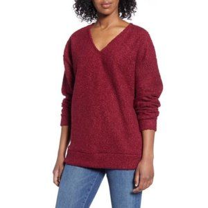 Caslon Red Faux Shearling Teddy Sweater - L